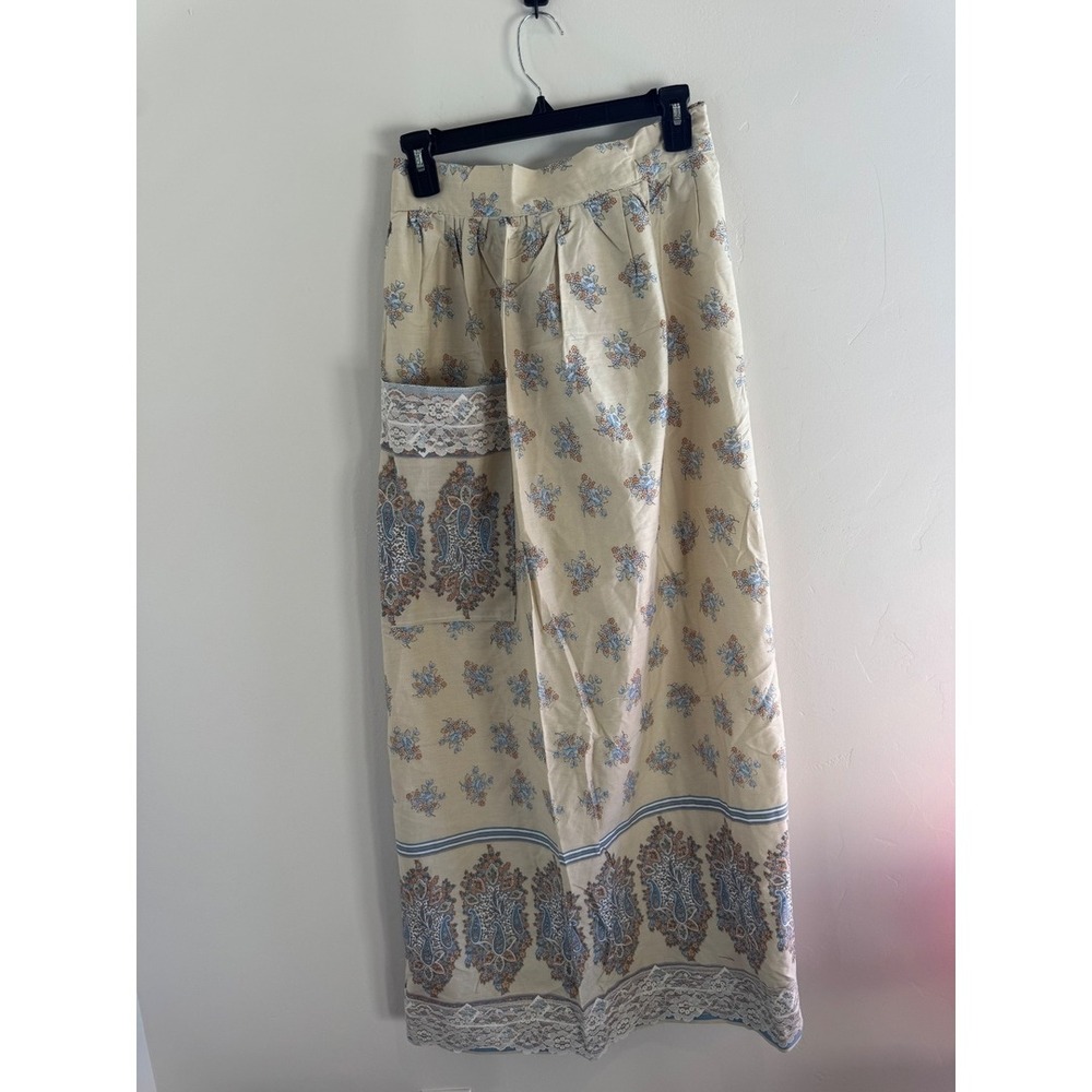 Vintage Floral Paisley Lace Trim Half Apron